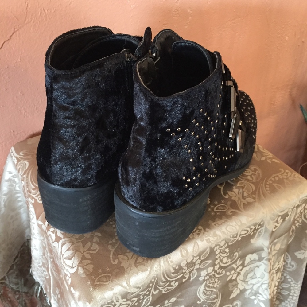 Black Ankle Boots with Silver Buckles and Studs - Picture 6 of 7